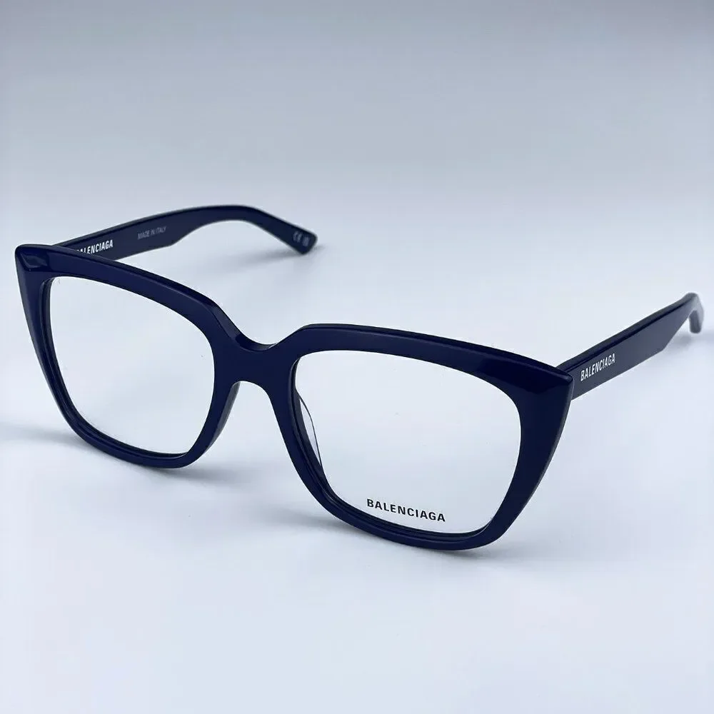 SALE! NEW Balenciaga BB0062O 006 Dark Blue Logo Square Women Eyeglasses - Picture 4 of 10